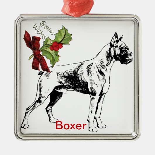 Boxer Kerstversiering Metalen Ornament (Voorkant)