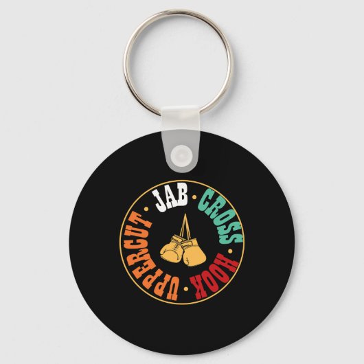 Boxer Kickbokstraining Geschenk Jab Cross Hook Upp Sleutelhanger (Voorkant)