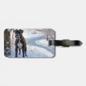 Boxer laat het sneeuwen Kerstmis Bagagelabel (Achterkant horizontaal)