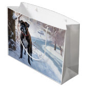 Boxer laat het sneeuwen Kerstmis Groot Cadeauzakje (Achterkant Gekanteld)