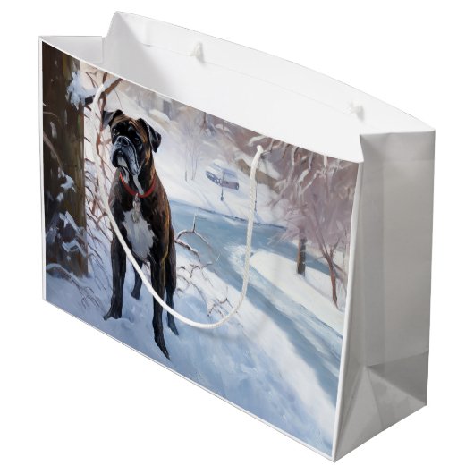 Boxer laat het sneeuwen Kerstmis Groot Cadeauzakje (Achterkant Gekanteld)