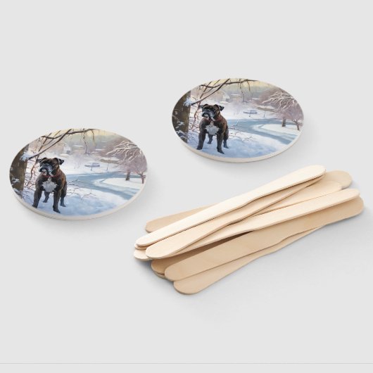 Boxer laat het sneeuwen Kerstmis Handwaaier (Niet-gemonteerd)