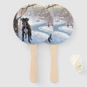 Boxer laat het sneeuwen Kerstmis Handwaaier (Voorkant en achterkant)