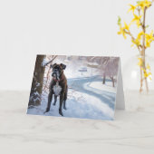 Boxer laat het sneeuwen Kerstmis Kaart (Gele Bloem)