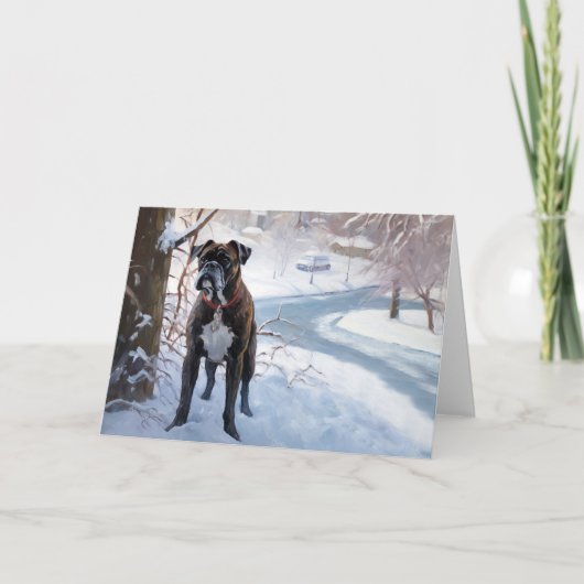 Boxer laat het sneeuwen Kerstmis Kaart (Voorkant)