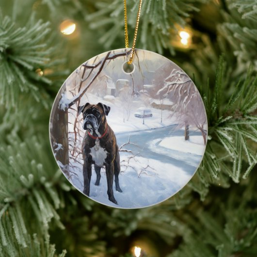 Boxer laat het sneeuwen Kerstmis Keramisch Ornament (Boom)