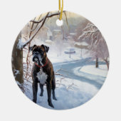 Boxer laat het sneeuwen Kerstmis Keramisch Ornament (Voorkant)
