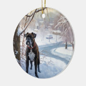 Boxer laat het sneeuwen Kerstmis Keramisch Ornament (Links)