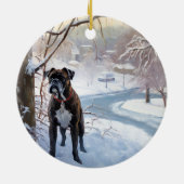 Boxer laat het sneeuwen Kerstmis Keramisch Ornament (Achterkant)