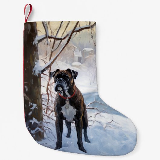 Boxer laat het sneeuwen Kerstmis Kleine Kerstsok (Voorkant)