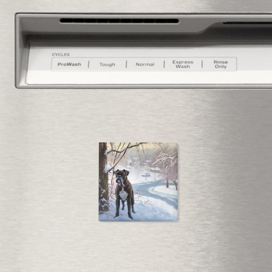 Boxer laat het sneeuwen Kerstmis Magneet (Insitu (Vaatwasser))