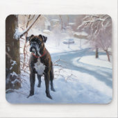 Boxer laat het sneeuwen Kerstmis Muismat (Voorkant)