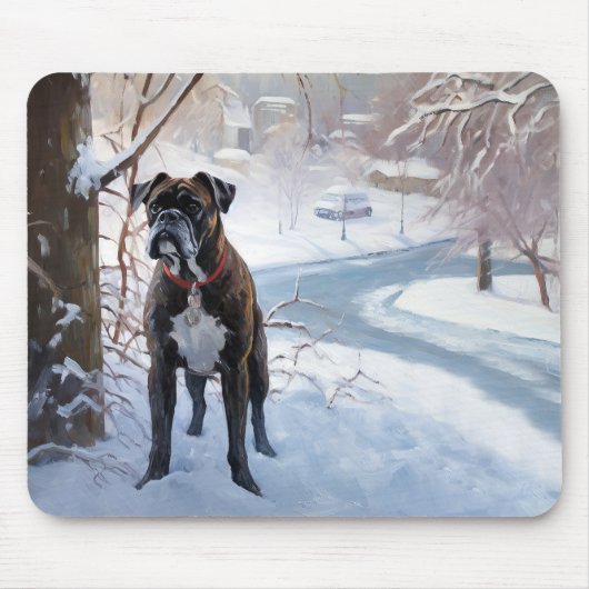 Boxer laat het sneeuwen Kerstmis Muismat (Voorkant)
