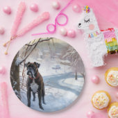 Boxer laat het sneeuwen Kerstmis Papieren Bordje (Feest)