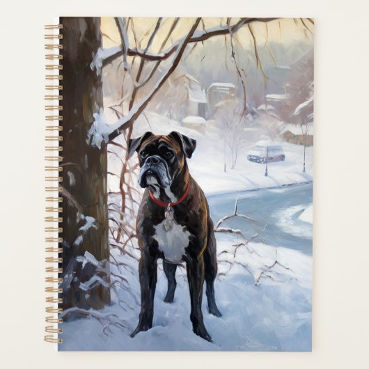 Boxer laat het sneeuwen Kerstmis Planner (Voorkant)