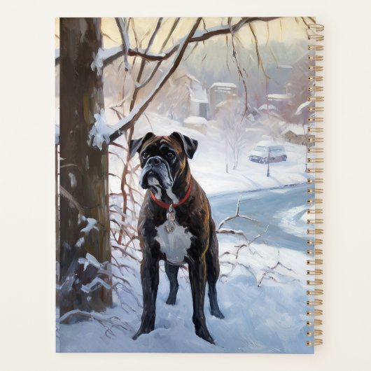 Boxer laat het sneeuwen Kerstmis Planner (Achterkant)
