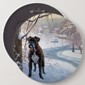 Boxer laat het sneeuwen Kerstmis Ronde Button 6,0 Cm (Voorkant /achterkant)