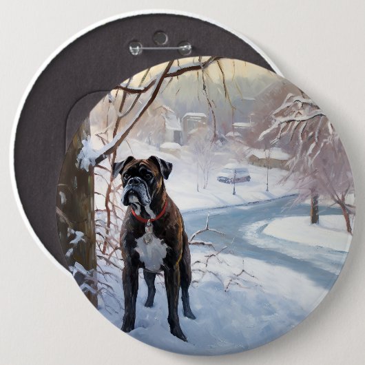 Boxer laat het sneeuwen Kerstmis Ronde Button 6,0 Cm (Voorkant /achterkant)