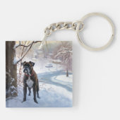 Boxer laat het sneeuwen Kerstmis Sleutelhanger (Achterkant)
