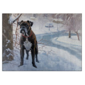 Boxer laat het sneeuwen Kerstmis Snijplank (Voorkant)