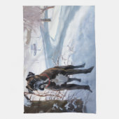 Boxer laat het sneeuwen Kerstmis Theedoek (Verticaal)