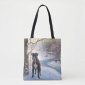 Boxer laat het sneeuwen Kerstmis Tote Bag (Voorkant)