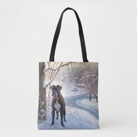 Boxer laat het sneeuwen Kerstmis Tote Bag (Voorkant)