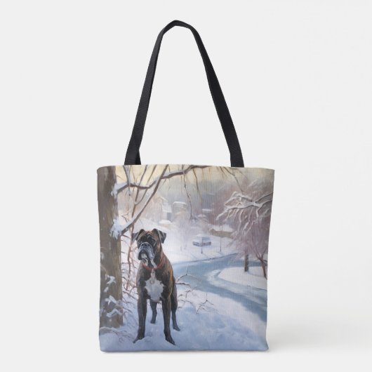 Boxer laat het sneeuwen Kerstmis Tote Bag (Achterkant)