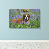 Boxer Laying in Bluebells Canvas Afdruk (Insitu (Houten vloer))