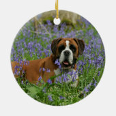 Boxer Laying in Bluebells Keramisch Ornament (Achterkant)