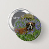 Boxer Laying in Bluebells Ronde Button 5,7 Cm (Voorkant /achterkant)