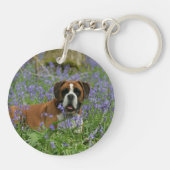 Boxer Laying in Bluebells Sleutelhanger (Achterkant)