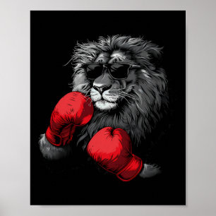 Boxer Leeuw Portret Motief Wilde Dieren Kickboksen Poster