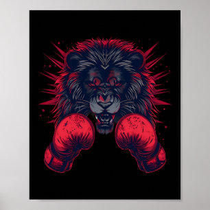Boxer Leeuw Portret Motief Wilde Kickboksen Liefde Poster