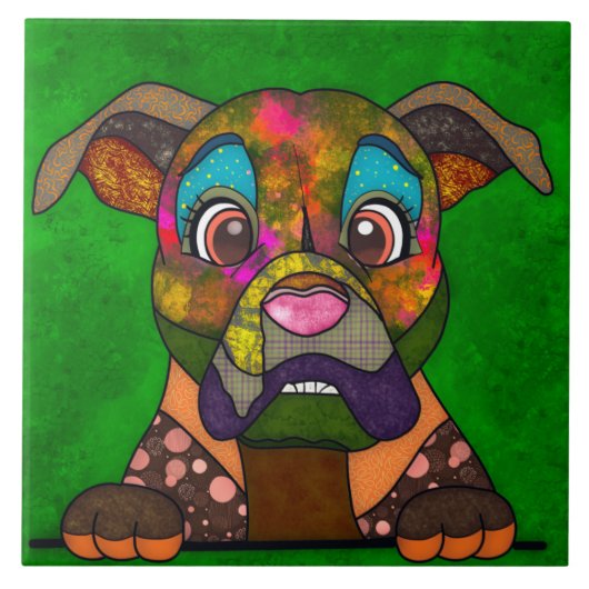 Boxer lelijke hondgelaattegels tegeltje (Voorkant)