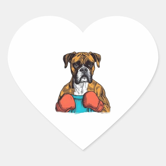 Boxer Love Kleding Schattig Boxer Portret Hart Sticker (Voorkant)