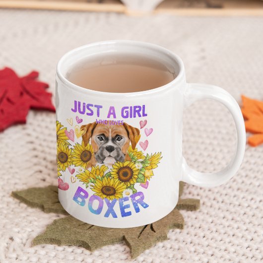Boxer Lover Sunflower Dog Trainer Floral Koffiemok
