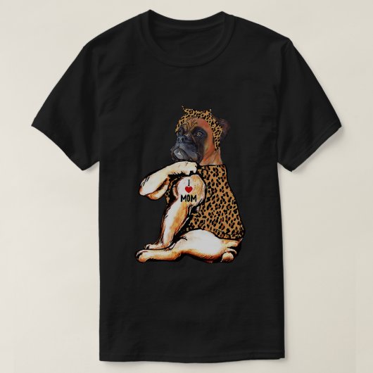 Boxer Lovers I Love Mam Tattoo Leopard Moederdag T-shirt (Design voorkant)