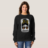 Boxer Ma Messy Bun Hair Leopard Print Glasses Dog Trui (Voorkant volledig)