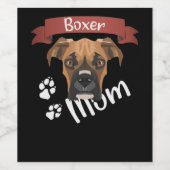 Boxer Mam, Dog Mam Wijn Etiket (Enkel label)
