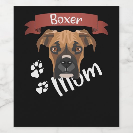 Boxer Mam, Dog Mam Wijn Etiket (Enkel label)