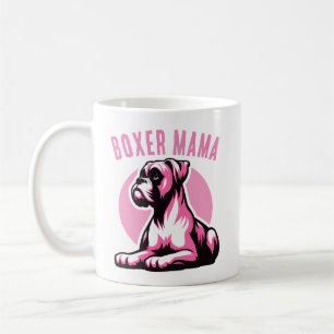 Boxer Mama: Schattige Roze Boxer Dog Silhouet Koffiemok