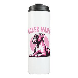 Boxer Mama: Schattige Roze Boxer Dog Silhouet Thermosbeker