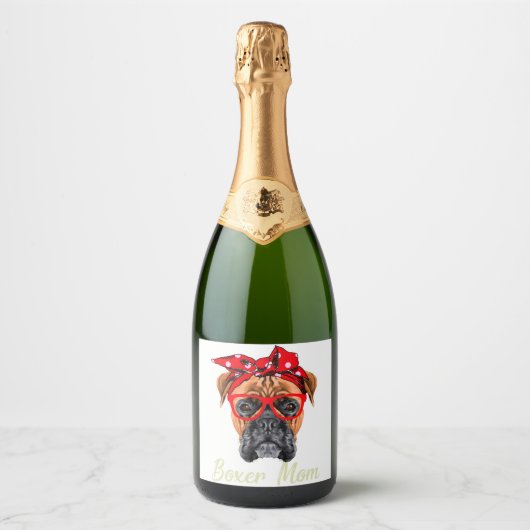 Boxer mama sparkling wijnetiket (Voorkant)