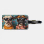 Boxer met hart Rozen Valentijnsdag Bagagelabel (Achterkant horizontaal)