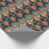 Boxer met hart Rozen Valentijnsdag Cadeaupapier (Hoek)