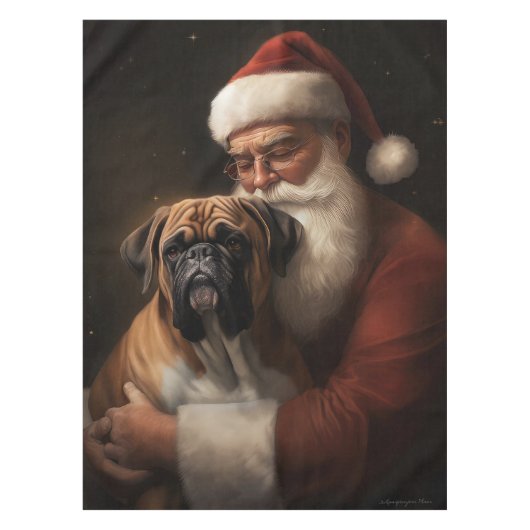 Boxer Met Kerstman Feestelijke Kerstmis Tafelkleed (Voorkant)