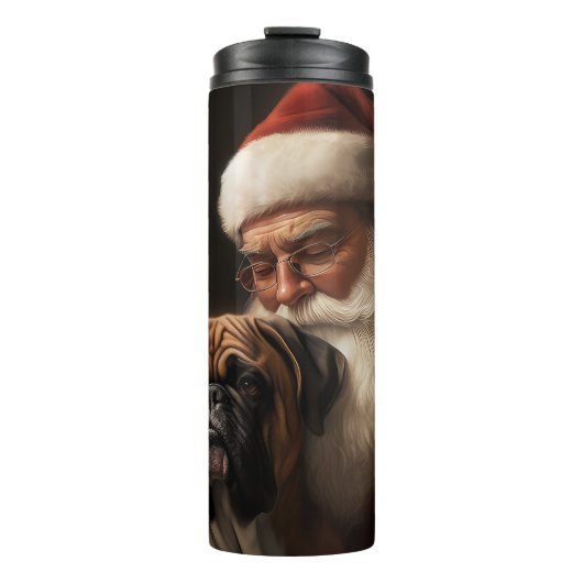 Boxer Met Kerstman Festieve Kerstmis Thermosbeker (Voorkant)