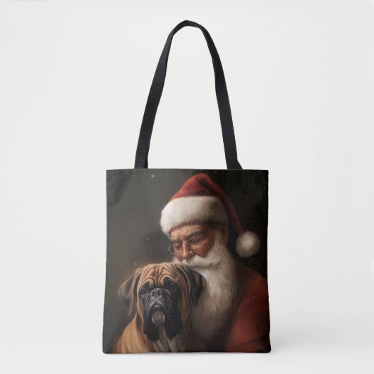 Boxer Met Kerstman Festieve Kerstmis Tote Bag (Voorkant)