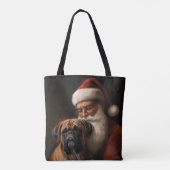 Boxer Met Kerstman Festieve Kerstmis Tote Bag (Achterkant)